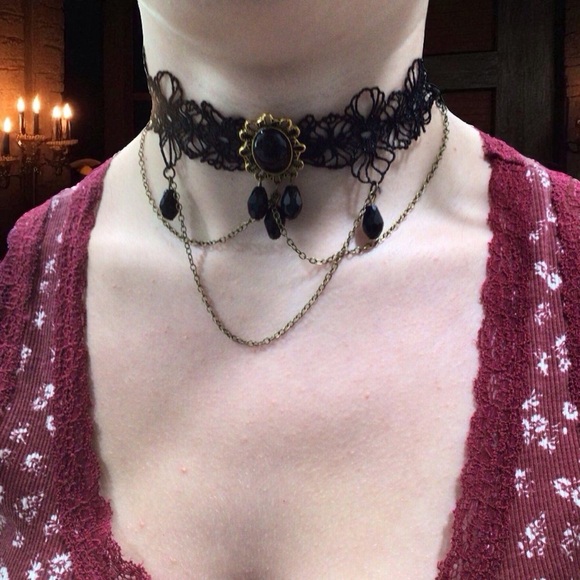 Black Lace Gothic Victorian Style Arm Cuff / Choker Necklace 🖤 - Picture 2 of 7